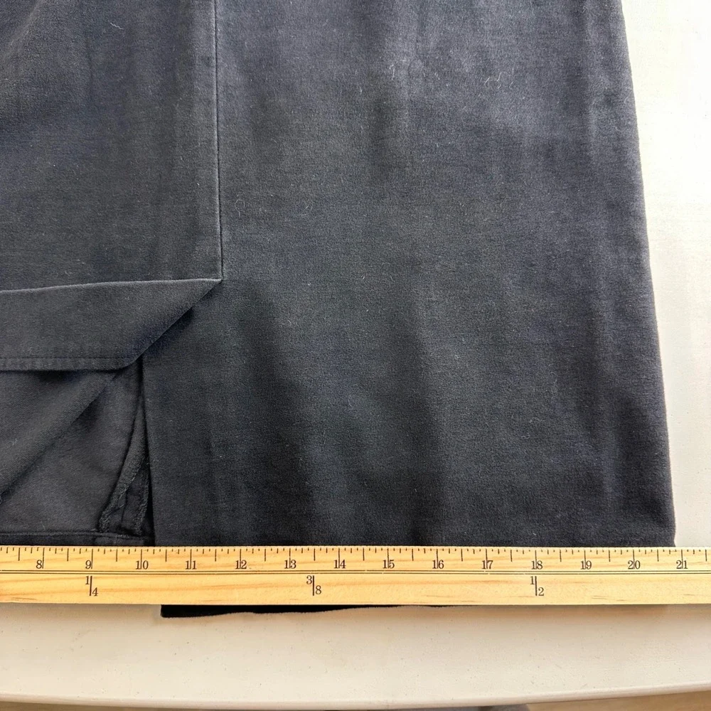 Vtg LL Bean‎ Womens Black Cotton Pencil Skirt Size 12 Reg Knee Length Back Vent
